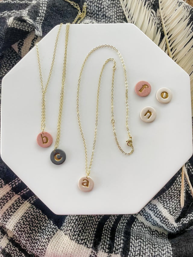 Initial necklaces with adjustable chain